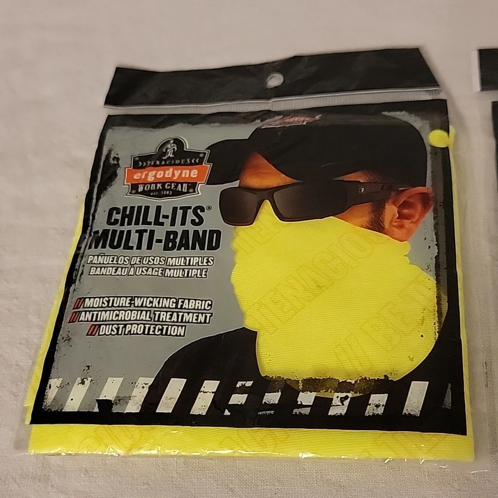 2 Ergodyne Chill-Its Multi-Band Polyester Lime 6485 Work Face Masks